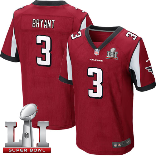 Nike Falcons #3 Matt Bryant Red Team Color Super Bowl LI 51 Men's Stitched NFL Elite Jersey - Click Image to Close